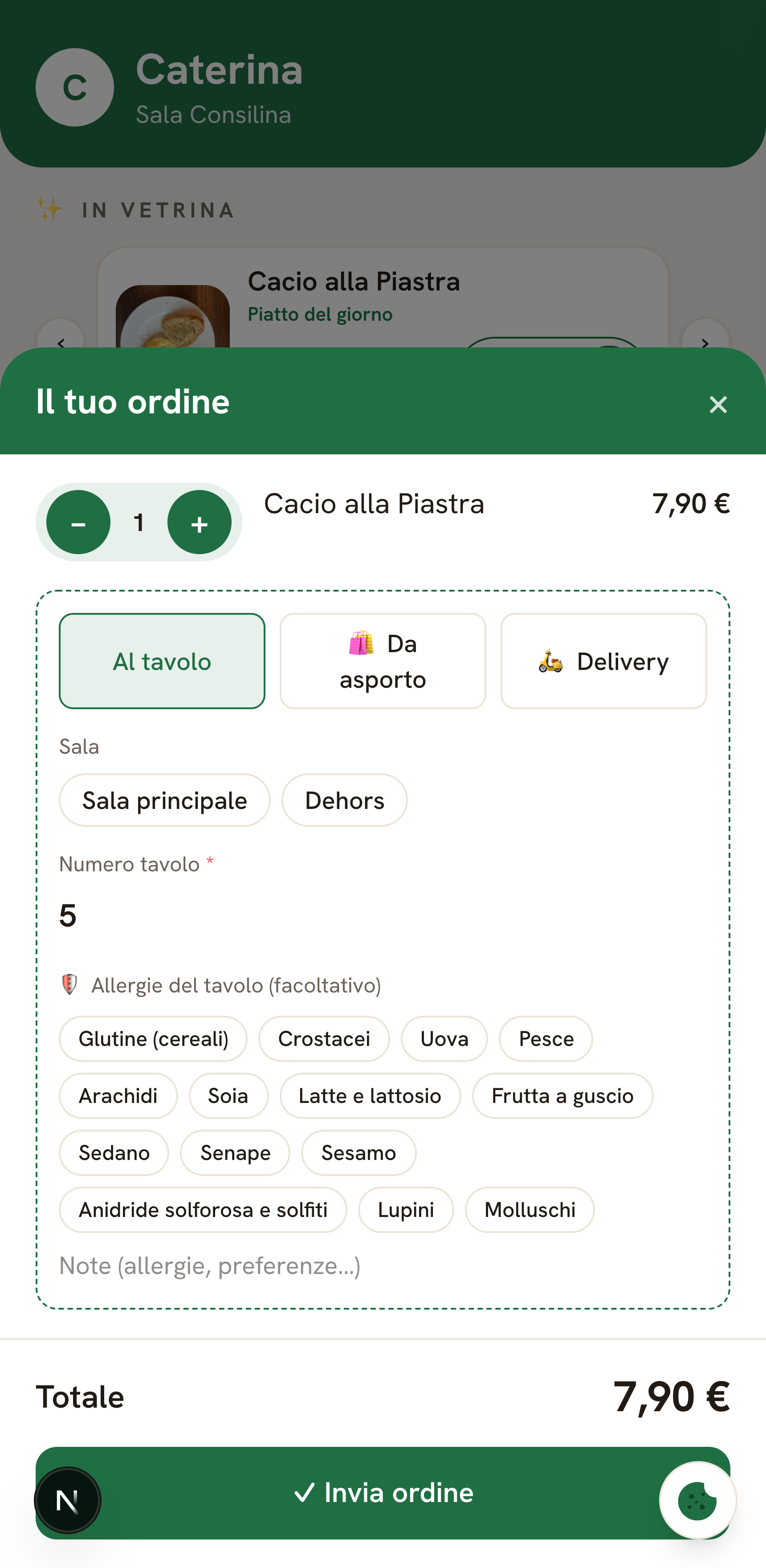 Invio ordine